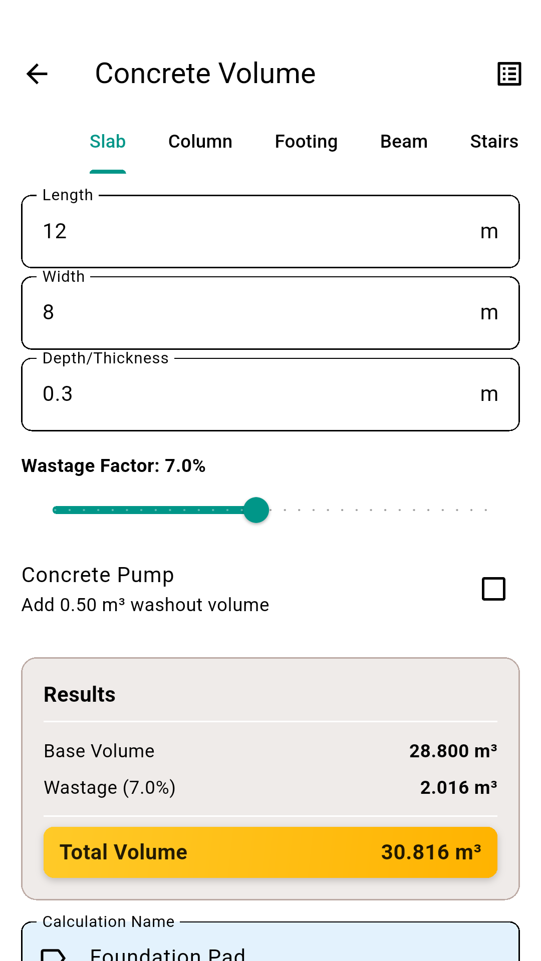 Concrete Calculator